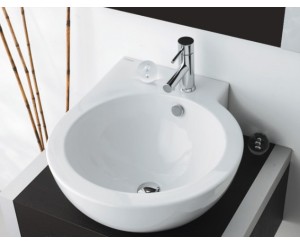 MURAL ASSYMETRIC WASHBASIN 50x58 BL.