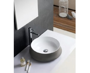 LAVABO RENNES S / WORKTOP 455x150 WHITE / GRAY-BROWN
