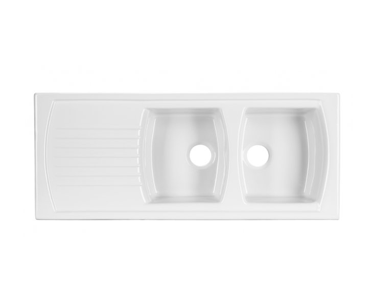 LUSITAN CERAMIC SINK WITH VALVE 120x50 2C1E WHITE