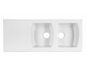 LUSITAN CERAMIC SINK WITH VALVE 120x50 2C1E WHITE