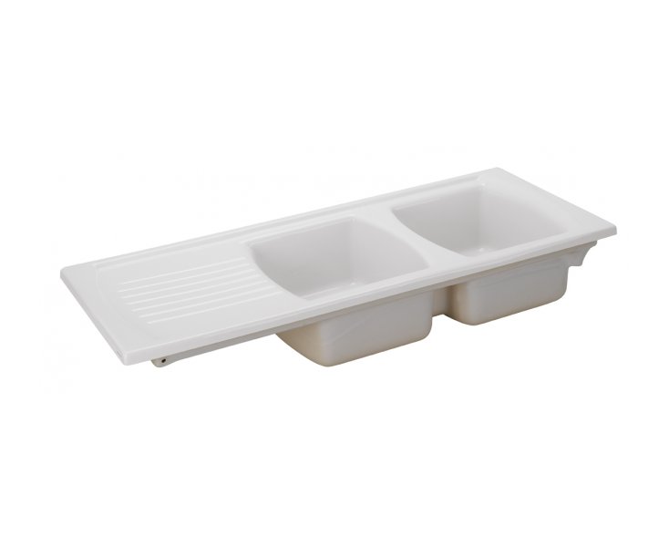 LUSITAN CERAMIC SINK WITH VALVE 120x50 2C1E WHITE