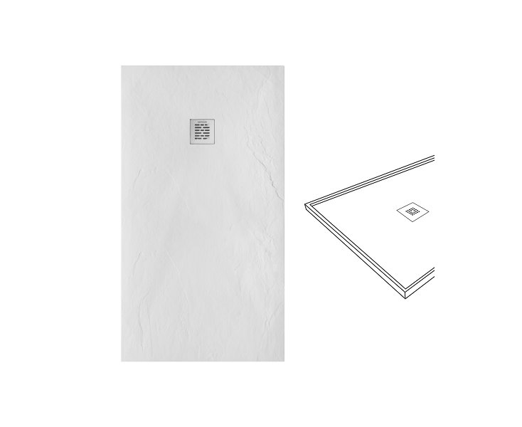 MARINE RESIN SHOWER TRAY 150x80x3.4 WHITE SLATE  