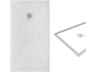 MARINE RESIN SHOWER TRAY 150x80x3.4 WHITE SLATE  