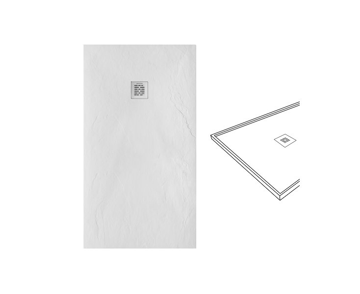 MARINE RESIN SHOWER TRAY 160x70x3.4 GRANITE WHITE  