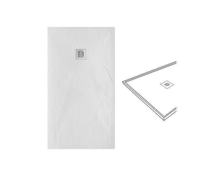 MARINE RESIN SHOWER TRAY 180x90x3.4 WHITE SLATE  