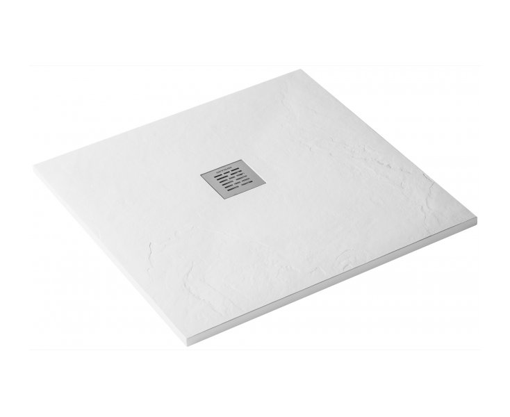 SHOWER TRAY MARINE RESIN 080x80x3.4 WHITE SLATE  