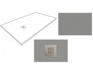 SHOWER TRAY RESIN BASE SLATE CEMENT 160x80