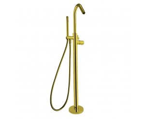 SINGLE LEVER TZAR BATH / SHOWER W / BRUSHED GOLD COLUMNS W / KIT