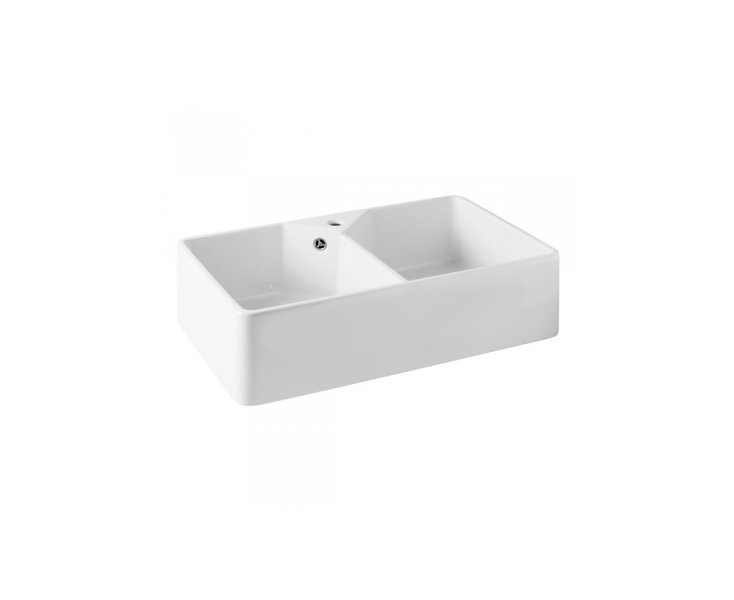 CERAMIC FARMHOUSE SINK W / VALVE 80x49 2C WHITE