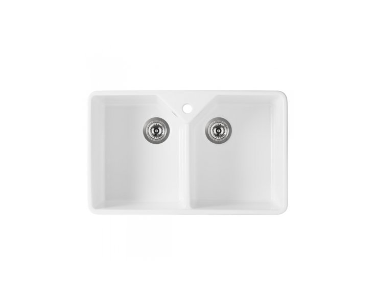 CERAMIC FARMHOUSE SINK W / VALVE 80x49 2C WHITE