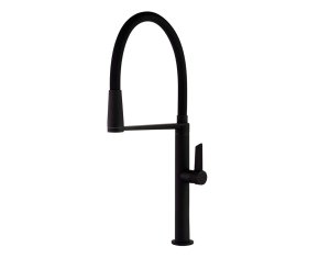 SINGLE LEVER KITCHEN CYLINDRICAL SINK BLACK FLEXIBLE SPOUT