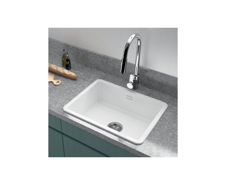 VALET STONEWARE SINK WITH VALVE 60x46 1C WHITE