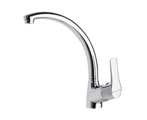 SINGLE LEVER TITANIUM SINK CHROME CURVED SWIVEL SPOUT