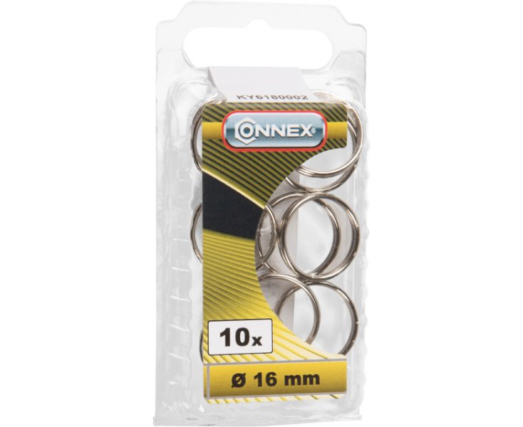 NICKEL-PLATED KEYCHAIN RINGS 16MM BLISTER 10UD