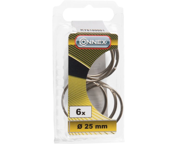 NICKEL-PLATED KEYCHAIN RINGS 25MM BLISTER 6UD