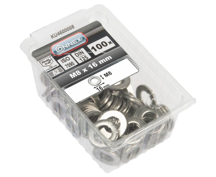 WASHER 125 INOX 8MM BLISTER 100UD