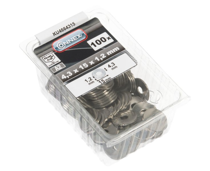 INOX WASHER 15x4.3 BLISTER 100UD