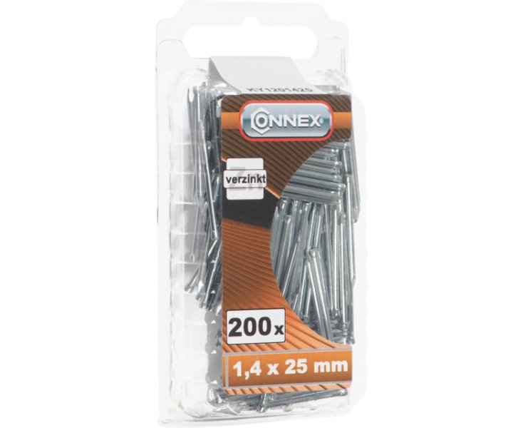 NAILS FOR MOLDING GALVANIZED 1.4x25MM BLISTER 200UD