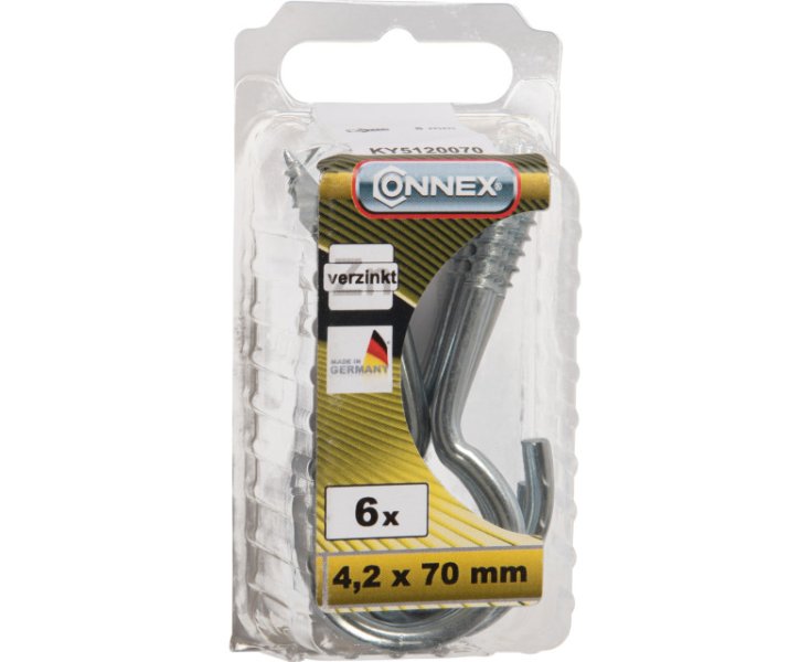 ZINC PLATED HOOK 4.2x70MM BLISTER 6UD