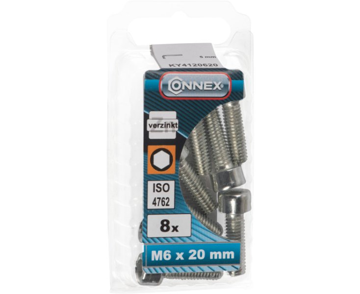 SCREW ALLEN 912 ZINC PLATED M6x20 BLISTER 8UD
