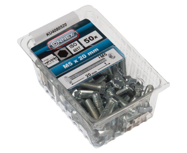 HEXAGONAL HEAD SCREW W / ZINC NUT. M5x20 BLISTER 50UD