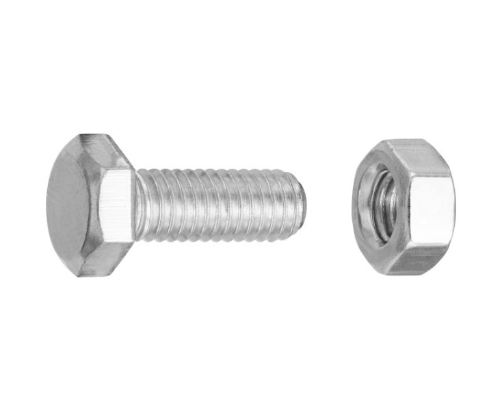 HEXAGONAL HEAD SCREW W / ZINC NUT. M6x16 BLISTER 30UD