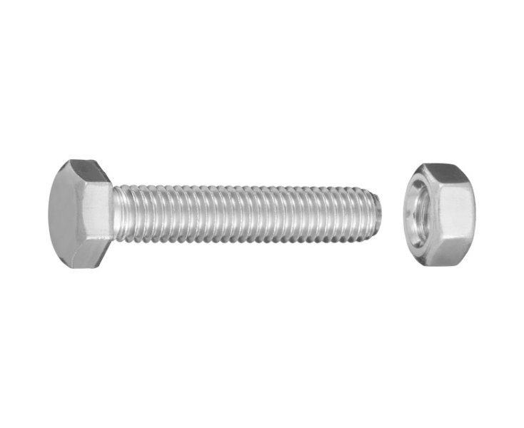 HEXAGONAL HEAD SCREW W / ZINC NUT. M8x40 BLISTER 15UD
