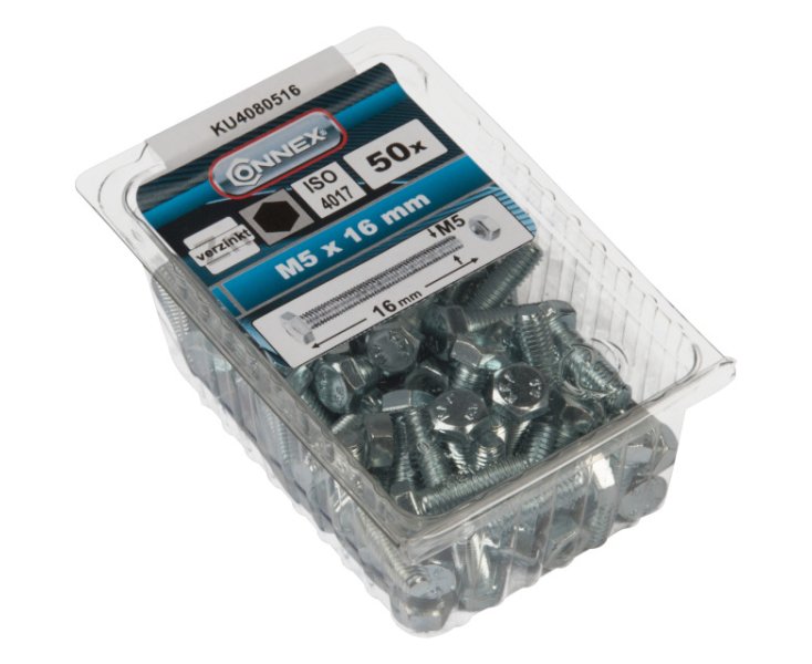 HEXAGONAL SCREW THREAD DIN933 M5x16 BLISTER 50UD