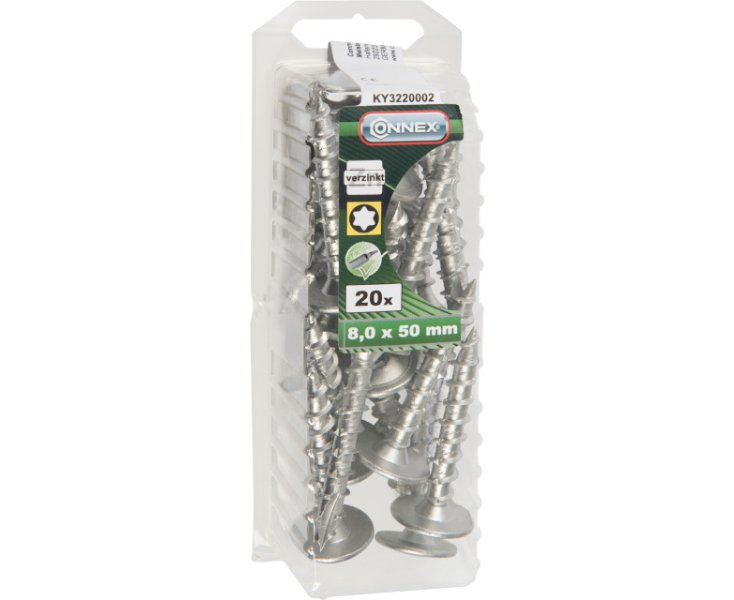 SCREW FOR ZINC PLATED POST TX40 8.0x50MM BLISTER 20UD