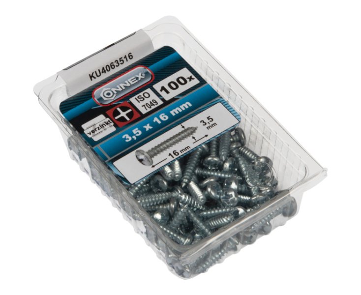 ZINCED SELF-DRILLING SCREWS 3.5x16 BLISTER 100UD
