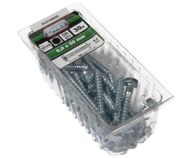 SCREWS FOR WOOD 571 HEXAG. GALV. 6x50 BLISTER 30UD