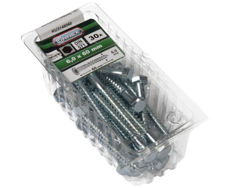 SCREWS FOR WOOD 571 HEXAG. GALV. 6x60 BLISTER 30UD