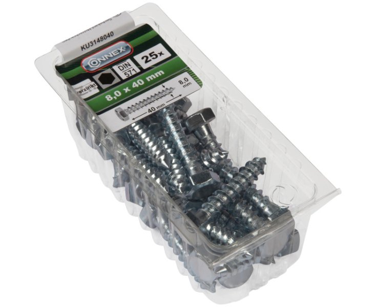 SCREWS FOR WOOD 571 HEXAG. GALV. 8x40 BLISTER 25UD