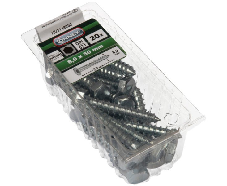 SCREWS FOR WOOD 571 HEXAG. GALV. 8x50 BLISTER 20UD