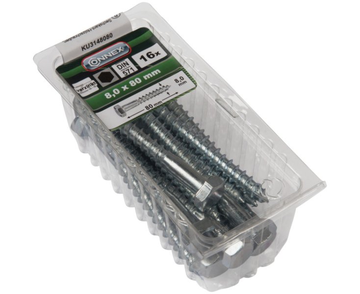 SCREWS FOR WOOD 571 HEXAG. GALV. 8x80 BLISTER 16UD