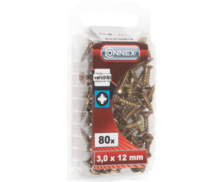 UNIVERSAL GALVANIZED SCREWS 3.0x12 BLISTER 80UD