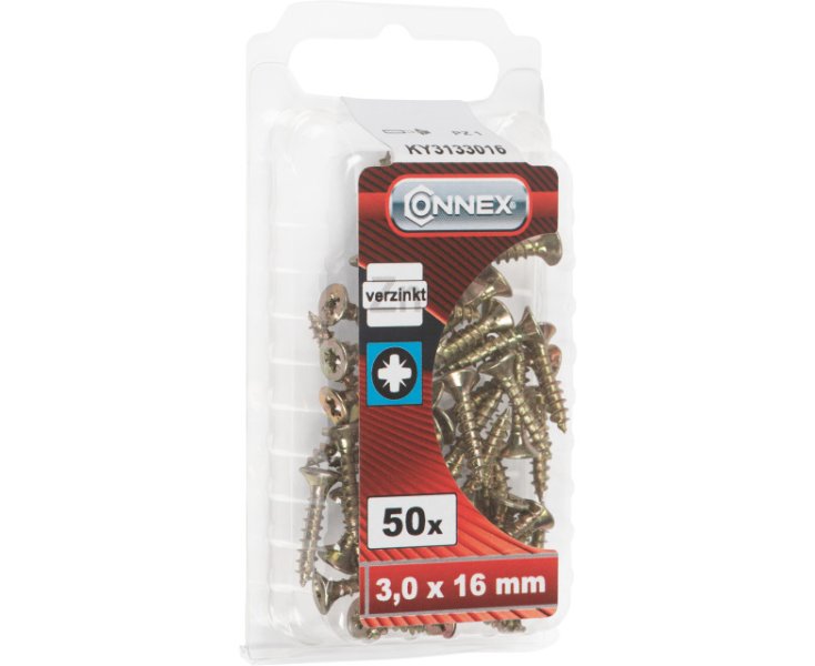 UNIVERSAL GALVANIZED SCREWS 3.0x16 BLISTER 50UD