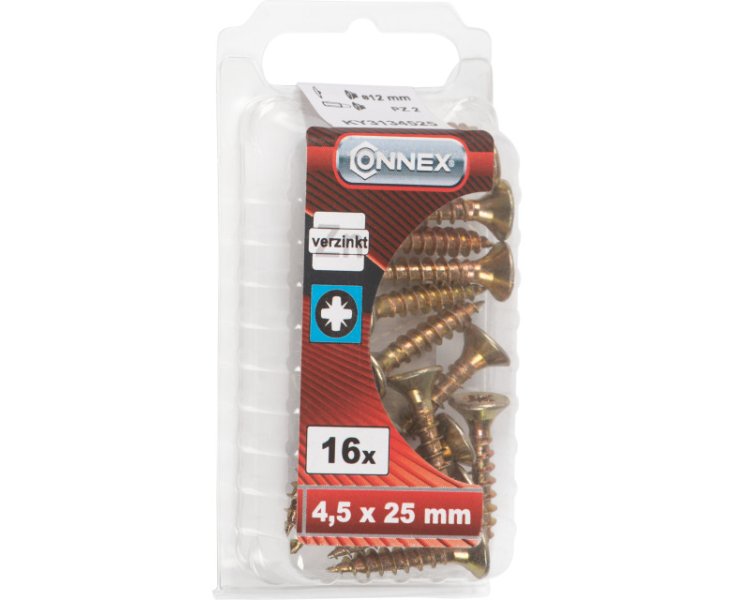 UNIVERSAL GALVANIZED SCREWS 4.5x25 BLISTER 16UD