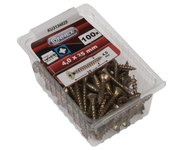 UNIVERSAL SCREWS GALVANIZED PZ 4.0x25 BLISTER 100UD