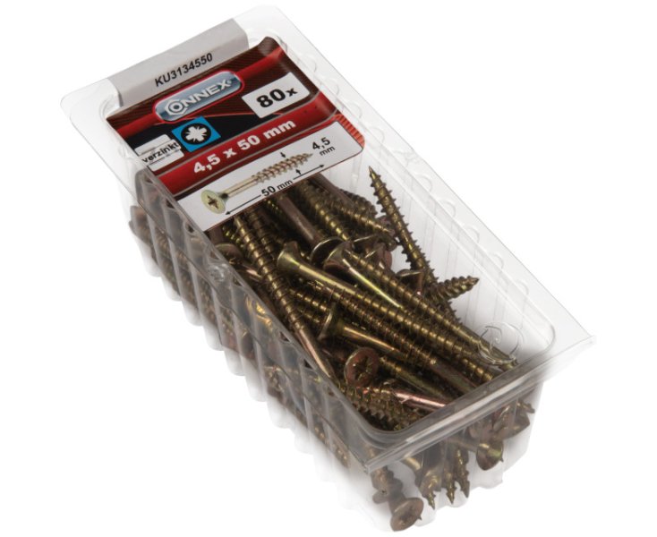 GALVANIZED UNIVERSAL SCREWS PZ 4.5x50 BLISTER 80UD