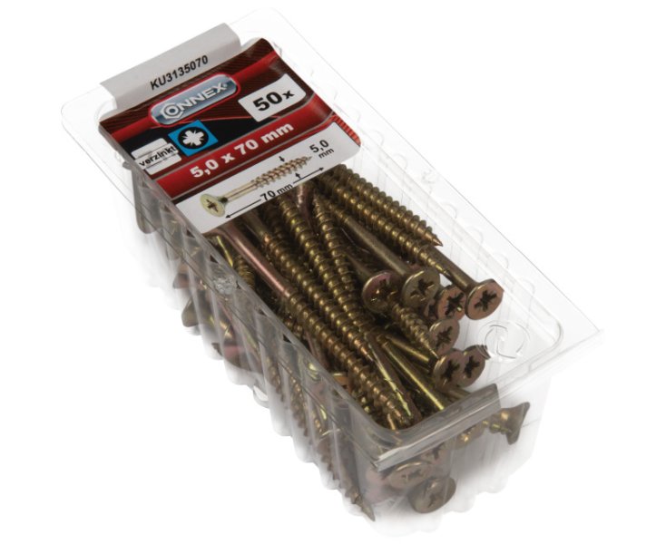 GALVANIZED UNIVERSAL SCREWS PZ 5.0x70 BLISTER 50UD