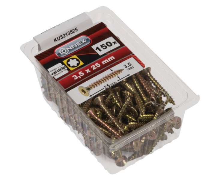 GALVANIZED UNIVERSAL SCREWS TX 3.5x25 BLISTER 150UD