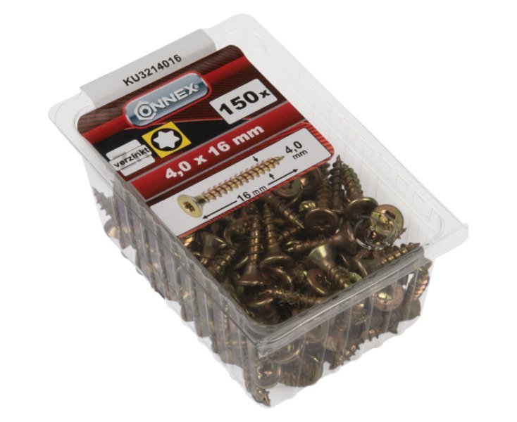 GALVANIZED UNIVERSAL SCREWS TX 4.0x16 BLISTER 150UD
