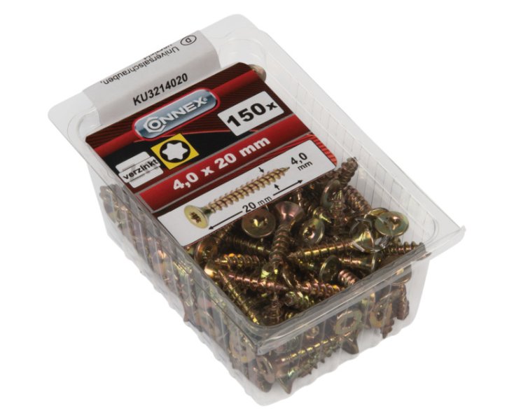 GALVANIZED UNIVERSAL SCREWS TX 4.0x20 BLISTER 150UD