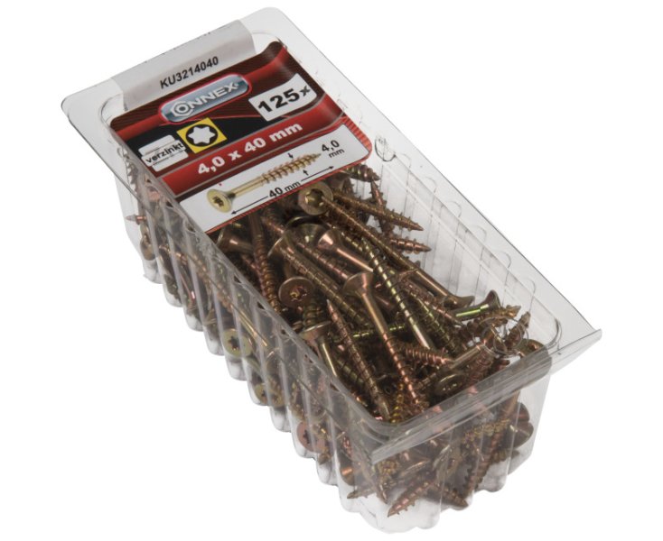 GALVANIZED UNIVERSAL SCREWS TX 4.0x40 BLISTER 125UD