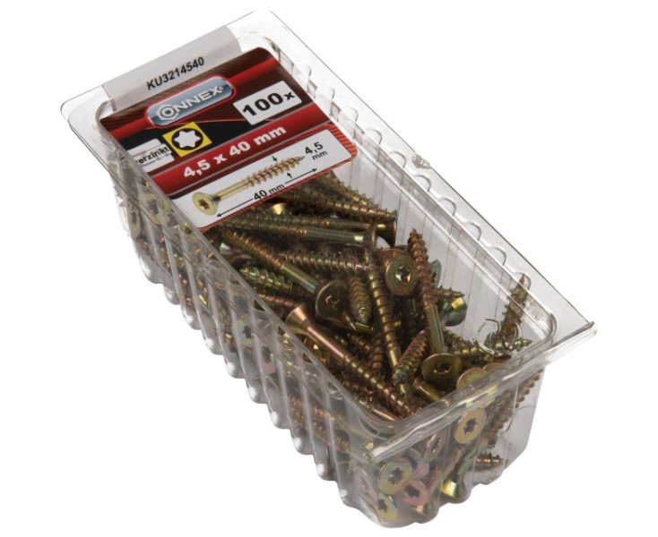 GALVANIZED UNIVERSAL SCREWS TX 4.5x40 BLISTER 100UD