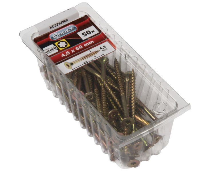 GALVANIZED UNIVERSAL SCREWS TX 4.5x60 BLISTER 50UD