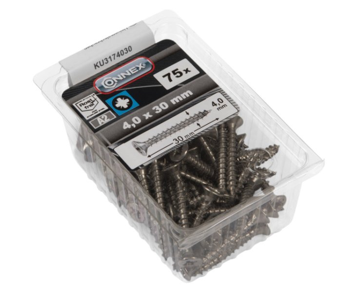 UNIVERSAL SCREWS INOX 4.0x30 BLISTER 75UD
