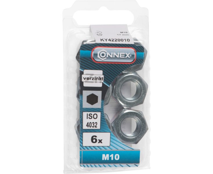 HEXAGONAL NUT M10 DIN934 BLISTER 6UD