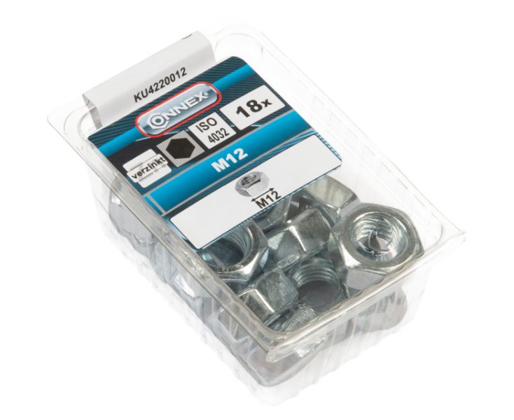 NUTS 6 SIDES ZINC PLATED 934 M12 BLISTER 18UD